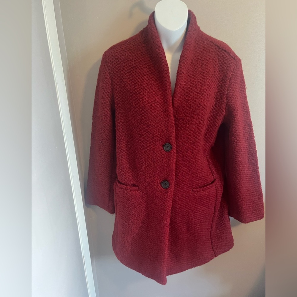 Banana Republic Womens knit Red Wool Blend Winter Coat Size Small